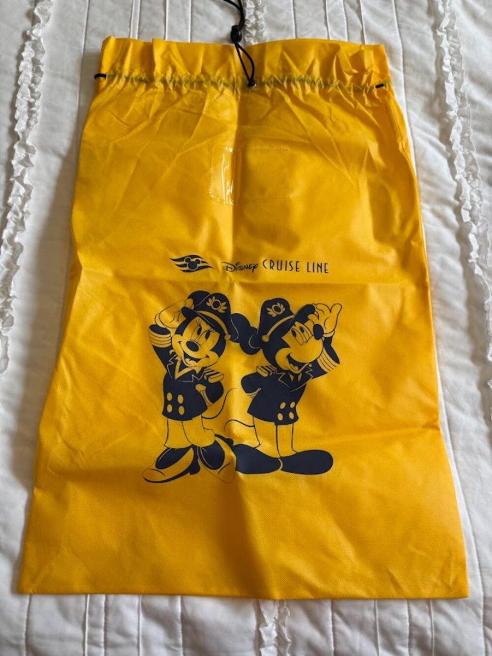 Disney Cruise Line DCL Captain Mickey Minnie Mouse Yellow Drawstring Storage Bag